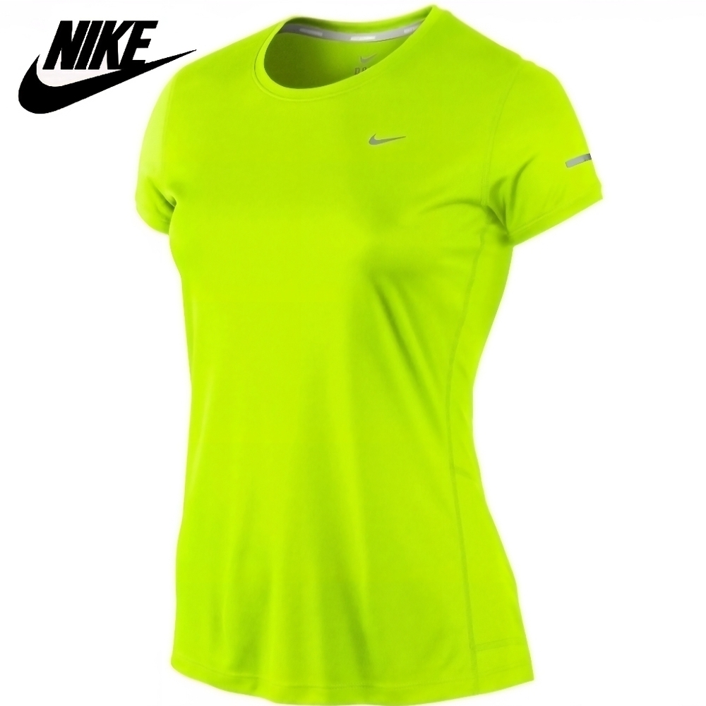 Nike Running Neon Green Short Sleeve Dri-Fit Miler Running T-Shirt